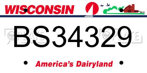 BS34329 Wisconsin License Plate