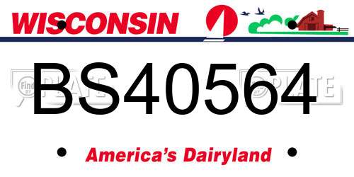 BS40564 Wisconsin License Plate