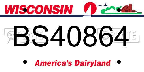 BS40864 Wisconsin License Plate