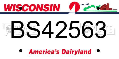 BS42563 Wisconsin License Plate