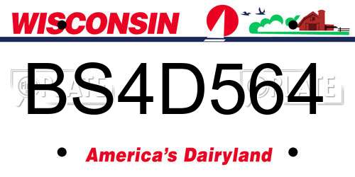 BS4D564 Wisconsin License Plate
