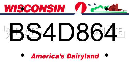 BS4D864 Wisconsin License Plate
