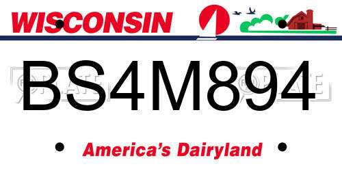 BS4M894 Wisconsin License Plate