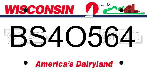BS4O564 Wisconsin License Plate