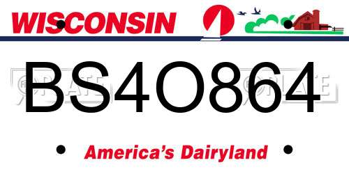 BS4O864 Wisconsin License Plate