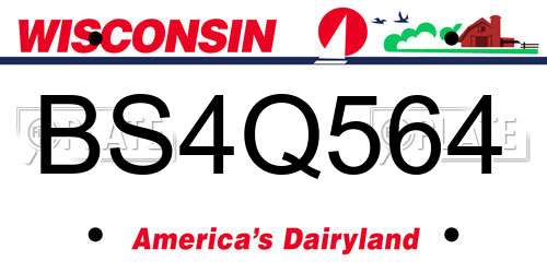 BS4Q564 Wisconsin License Plate