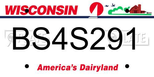BS4S291 Wisconsin License Plate