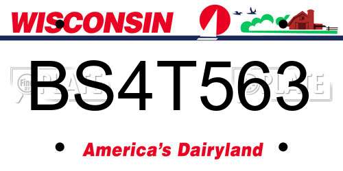 BS4T563 Wisconsin License Plate