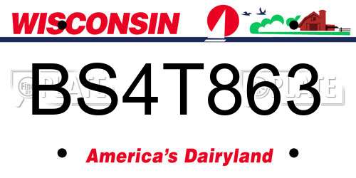 BS4T863 Wisconsin License Plate