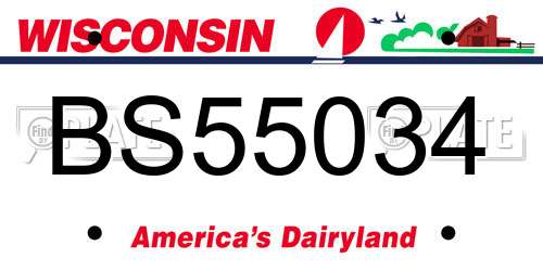 BS55034 Wisconsin License Plate