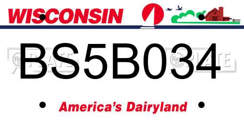 BS5B034 Wisconsin License Plate