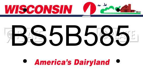 BS5B585 Wisconsin License Plate