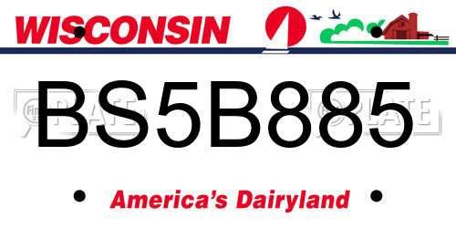BS5B885 Wisconsin License Plate