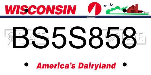 BS5S858 Wisconsin License Plate