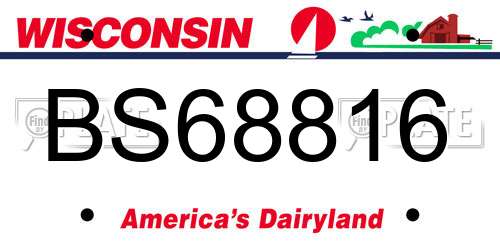 BS68816 Wisconsin License Plate