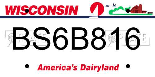 BS6B816 Wisconsin License Plate