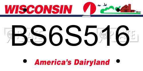 BS6S516 Wisconsin License Plate
