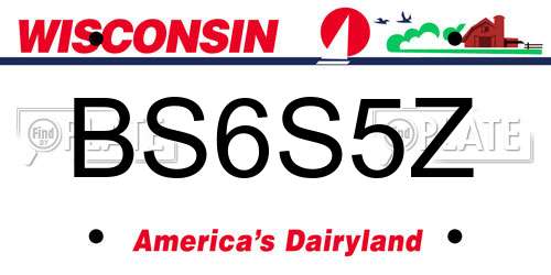 BS6S5Z Wisconsin License Plate