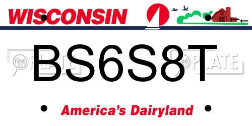 BS6S8T Wisconsin License Plate