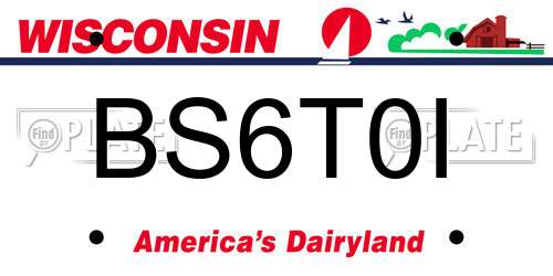 BS6T0I Wisconsin License Plate