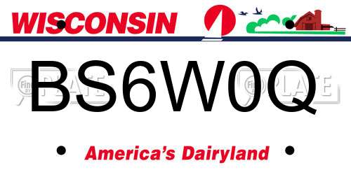 BS6W0Q Wisconsin License Plate