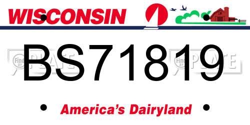 BS71819 Wisconsin License Plate