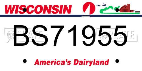 BS71955 Wisconsin License Plate