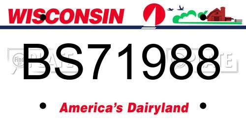 BS71988 Wisconsin License Plate