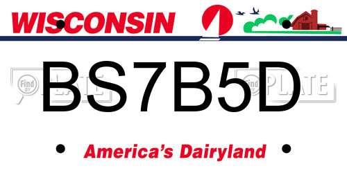 BS7B5D Wisconsin License Plate
