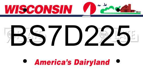 BS7D225 Wisconsin License Plate