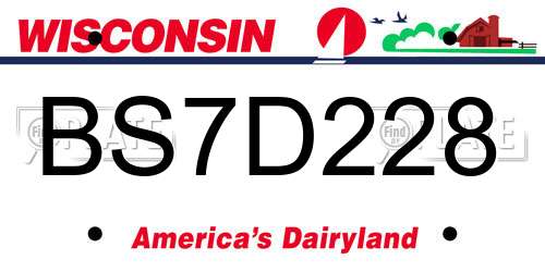 BS7D228 Wisconsin License Plate