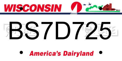 BS7D725 Wisconsin License Plate