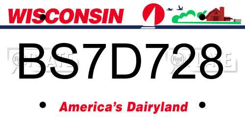 BS7D728 Wisconsin License Plate
