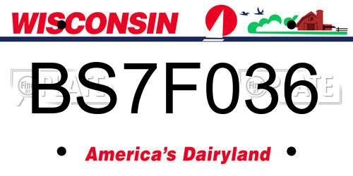BS7F036 Wisconsin License Plate