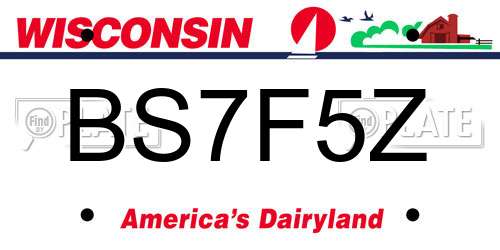 BS7F5Z Wisconsin License Plate