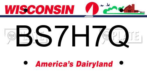 BS7H7Q Wisconsin License Plate