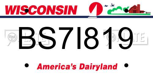 BS7I819 Wisconsin License Plate