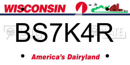 BS7K4R Wisconsin License Plate