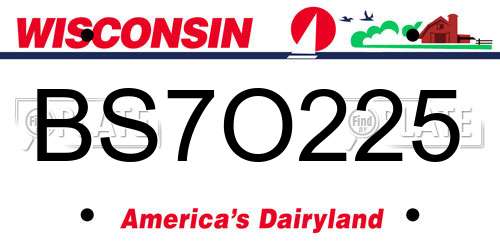 BS7O225 Wisconsin License Plate