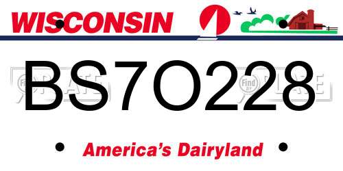 BS7O228 Wisconsin License Plate