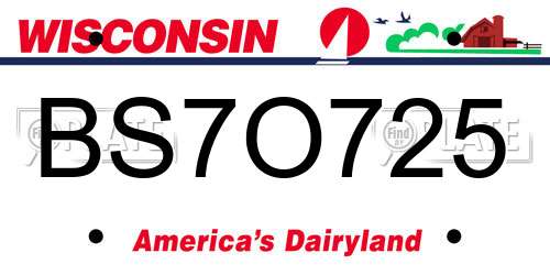 BS7O725 Wisconsin License Plate