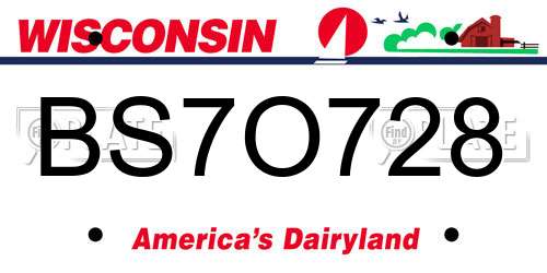 BS7O728 Wisconsin License Plate