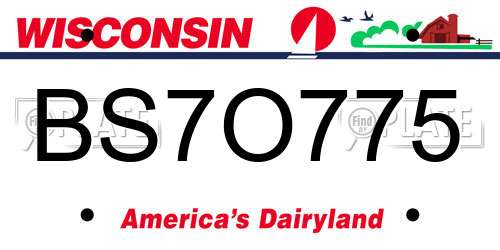 BS7O775 Wisconsin License Plate