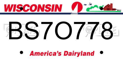 BS7O778 Wisconsin License Plate