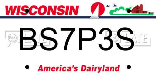 BS7P3S Wisconsin License Plate