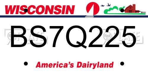 BS7Q225 Wisconsin License Plate