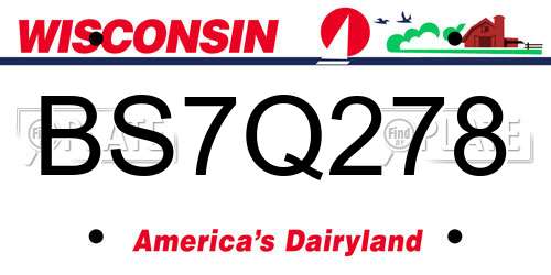 BS7Q278 Wisconsin License Plate