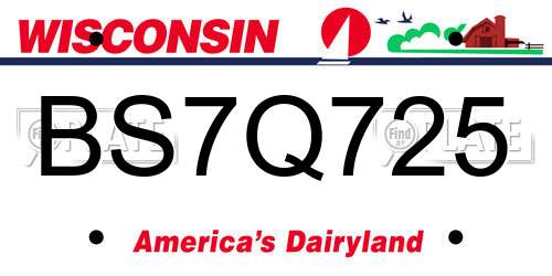 BS7Q725 Wisconsin License Plate