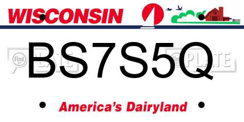 BS7S5Q Wisconsin License Plate