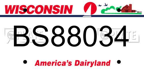 BS88034 Wisconsin License Plate